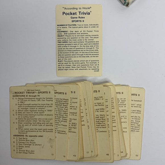 Chex Pocket Trivia SPORTS GAME 2 Original Game & Sports II Game 1985 1984 Cards - Picture 5 of 15
